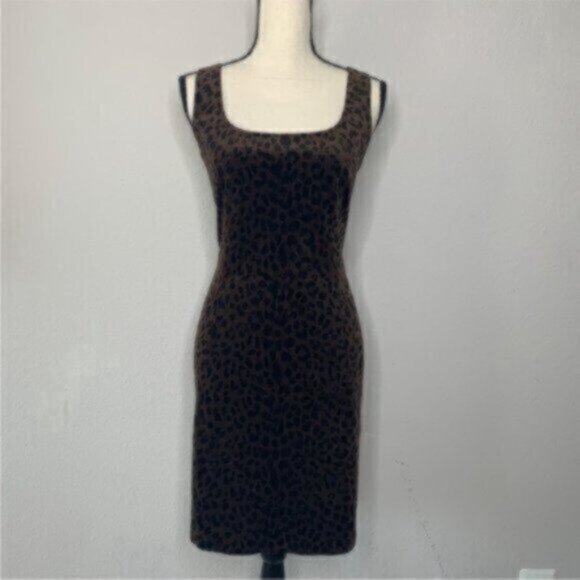 Jones New York Cheetah Print Vintage Suede Fitted Cocktail Dress - Picture 5 of 11